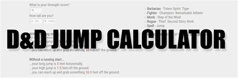 dnd 5e jump calculator|5e Jump Calculator .